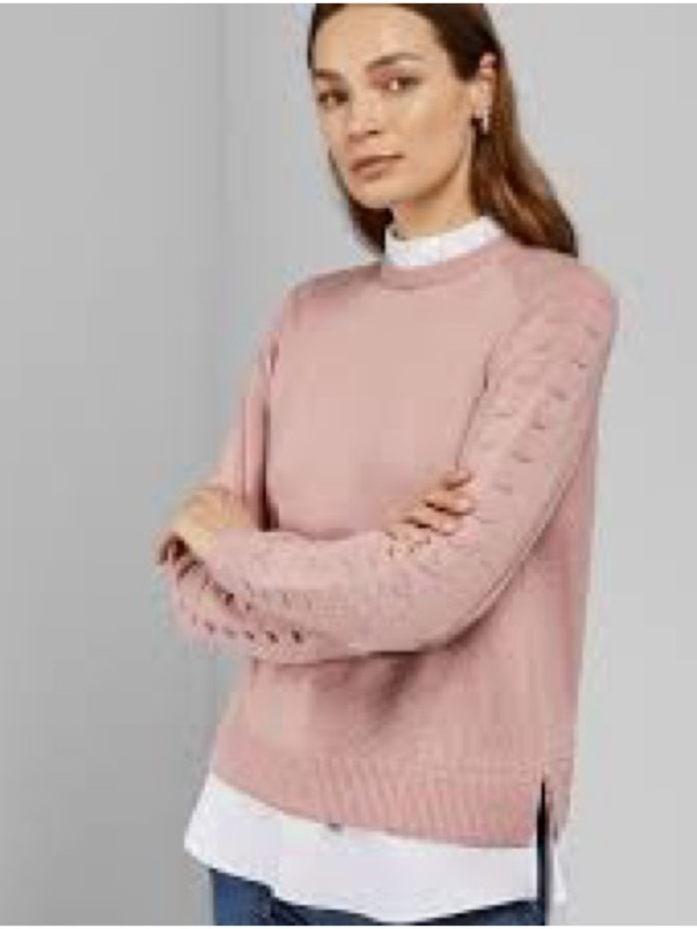 TED BAKER 1 (US XS) Pink Lissiah Bobble Wool Layered Look Sweater